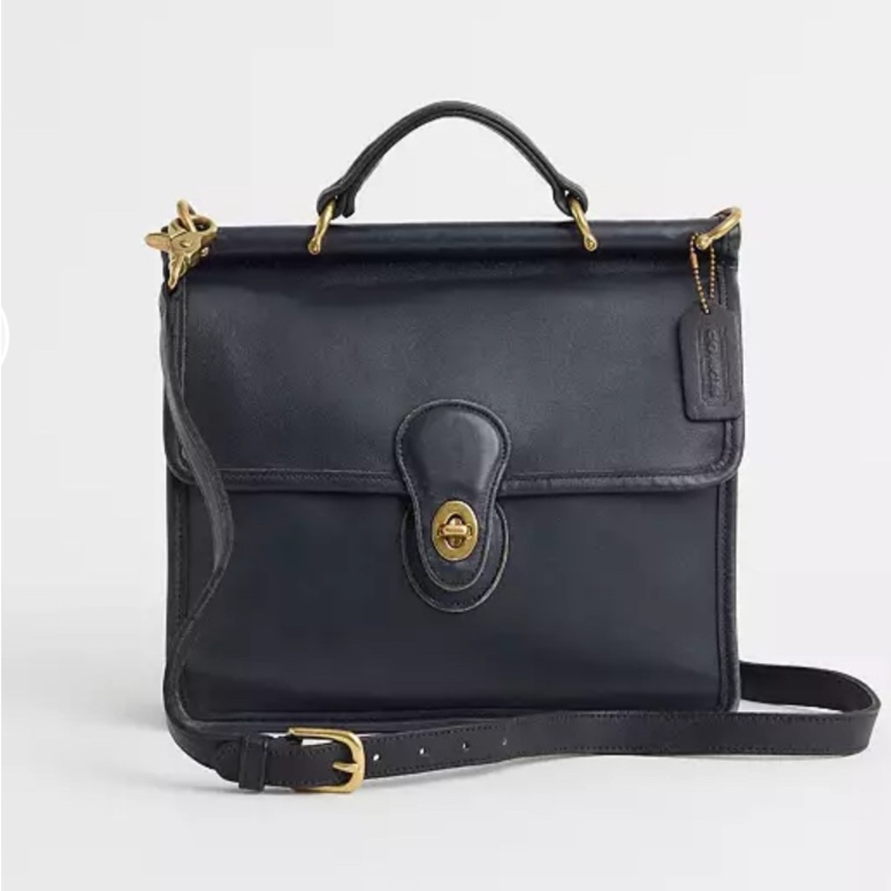 Rare Vintage 1993 Coach Willis Bag Purse Satchel Navy‎